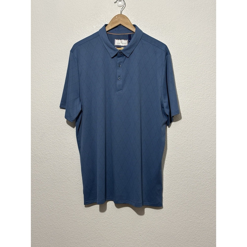 Modern Ambition Delightfully Technical Blue Short Sleeve Polo Shirt‎ Sz XL